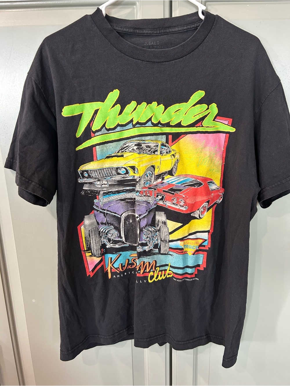 Vintage Thunder Kustom Club Shirt Mens large Black 1984 Hot Rod Cars Graphic 80s